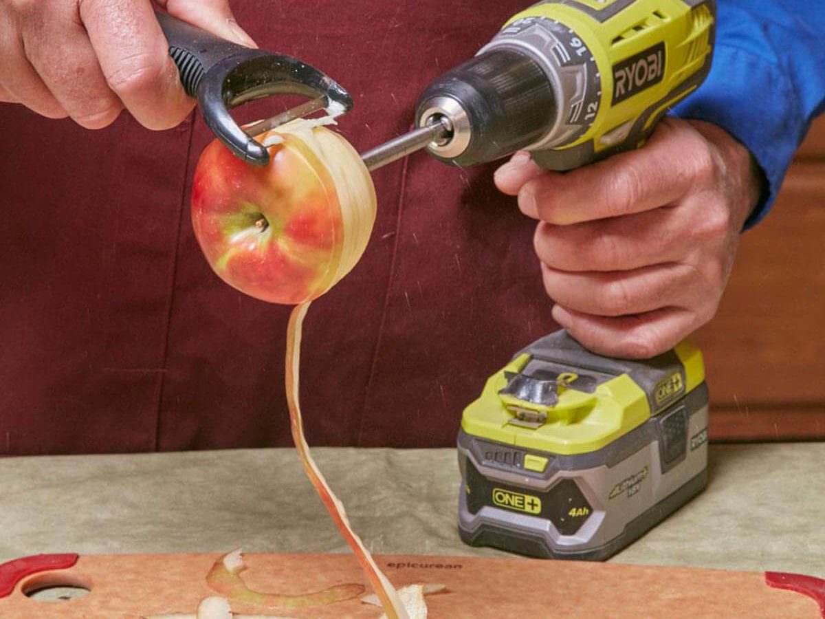 Peeling apples power tools