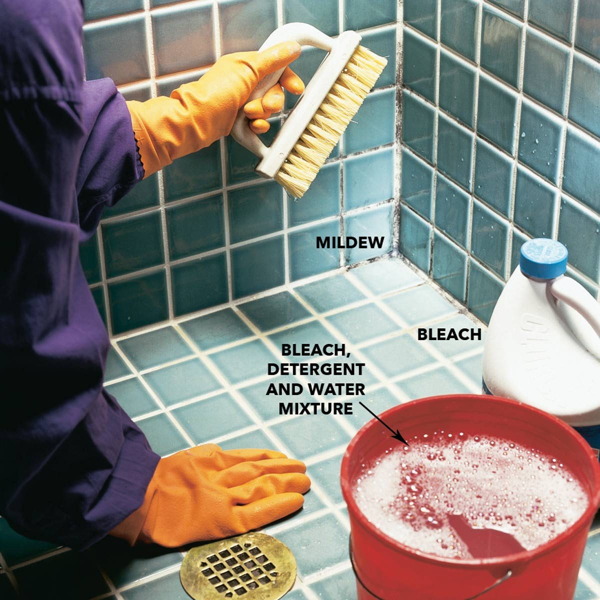how to clean moldy tiles