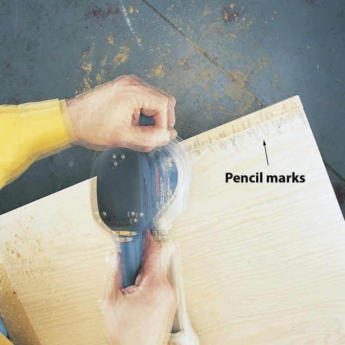 sanding off pencil marks