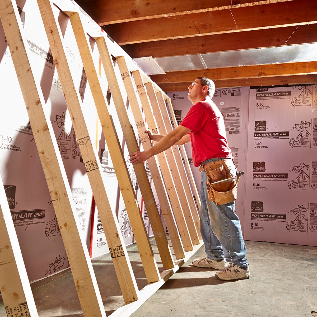 Framing an interior basement door in a floating wall - Home