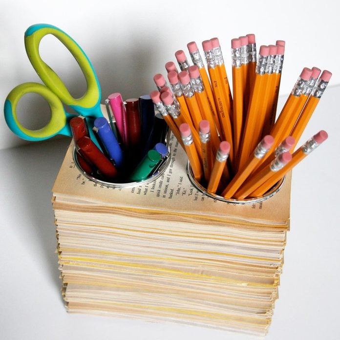 book pages pencil cup