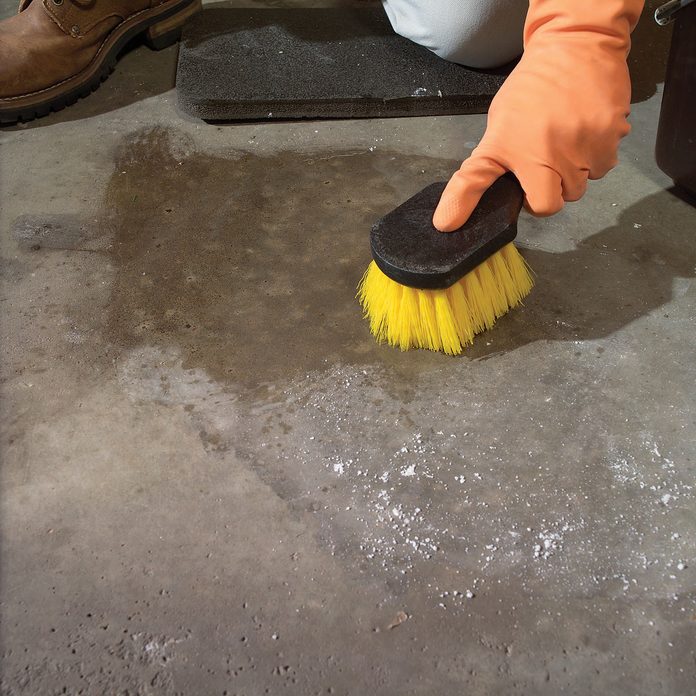 scrubbing garage floor