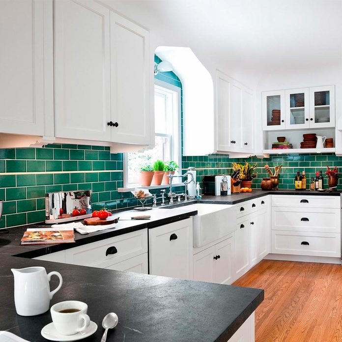 green tile kitchen remodel