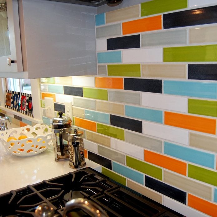 bright-colors kitchen tile backsplash