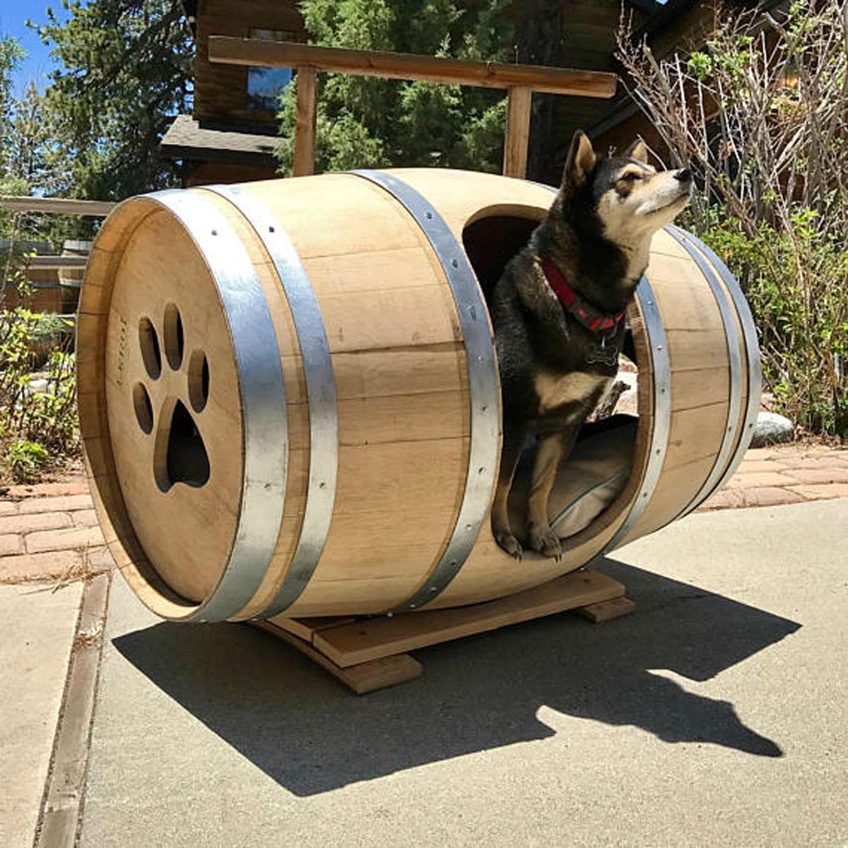 wine barrel dog house