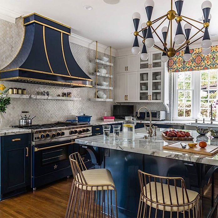 blue cabinets kitchen remodel