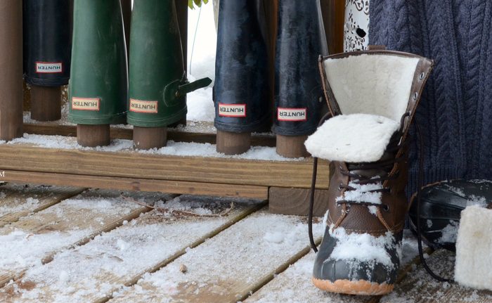 Wooden Boot and Mitten Rack