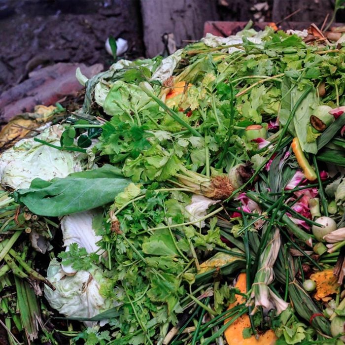 compost pile in vegetable garden