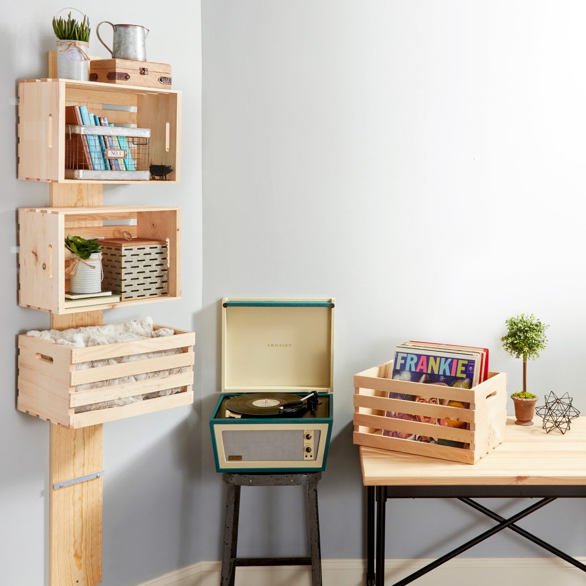 easy wooden crate shelf project