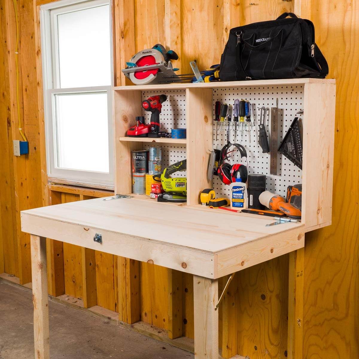 How To Build A Fold Up Workbench On A Wall - Image to u