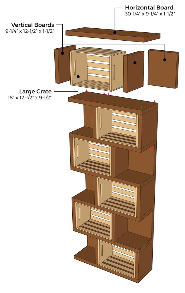 crates and pallet bookcase illustration