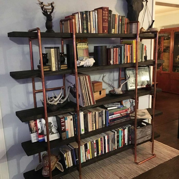 copper pipe bookshelf