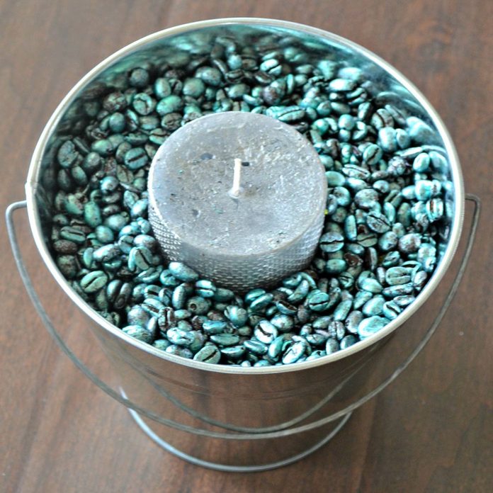 coffee beans metallic candle holder