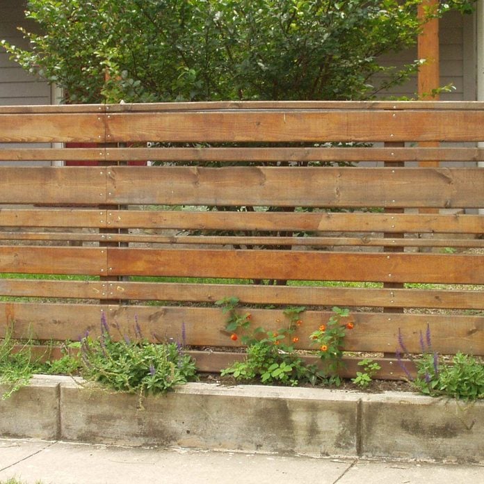 Horizontal Stained Wood Planks Fence