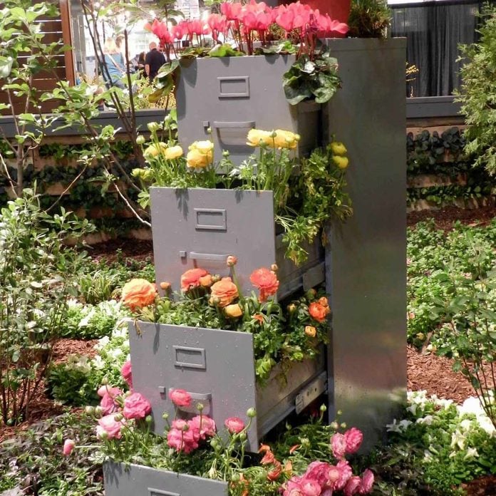 file cabinet flower tower