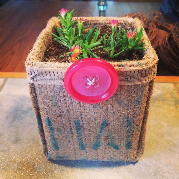 milk carton burlap planter