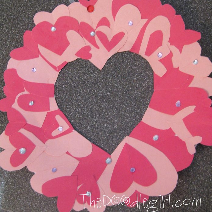 paper heart valentine wreath