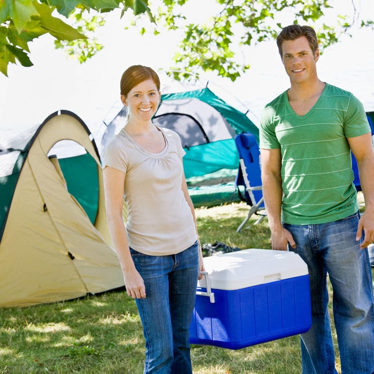 camping tents food cooler