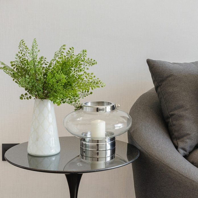 side table with plant