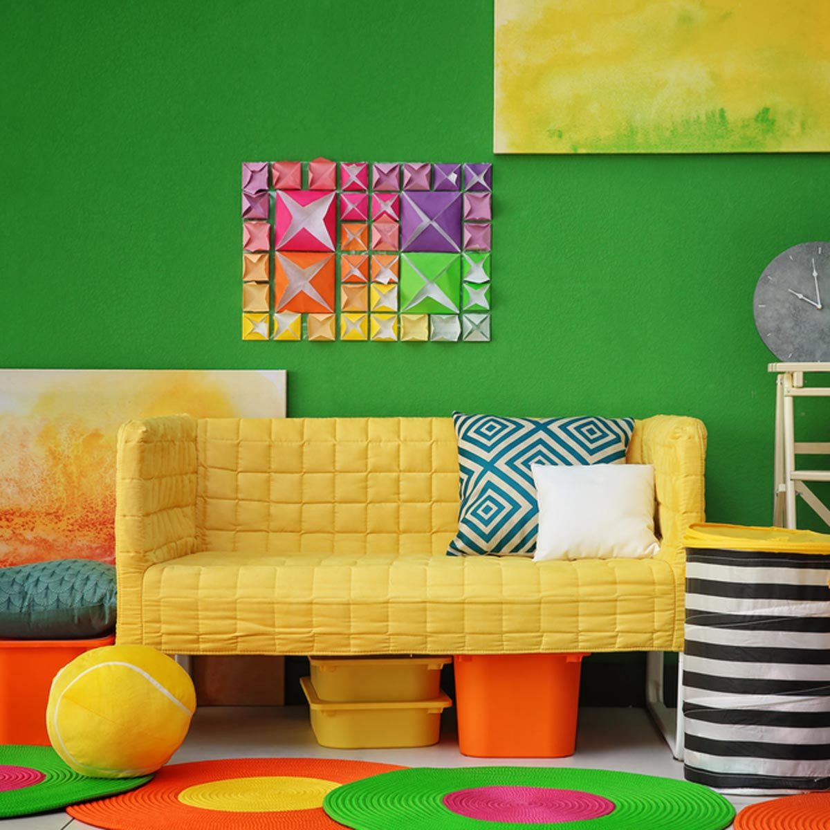 bright colored living room