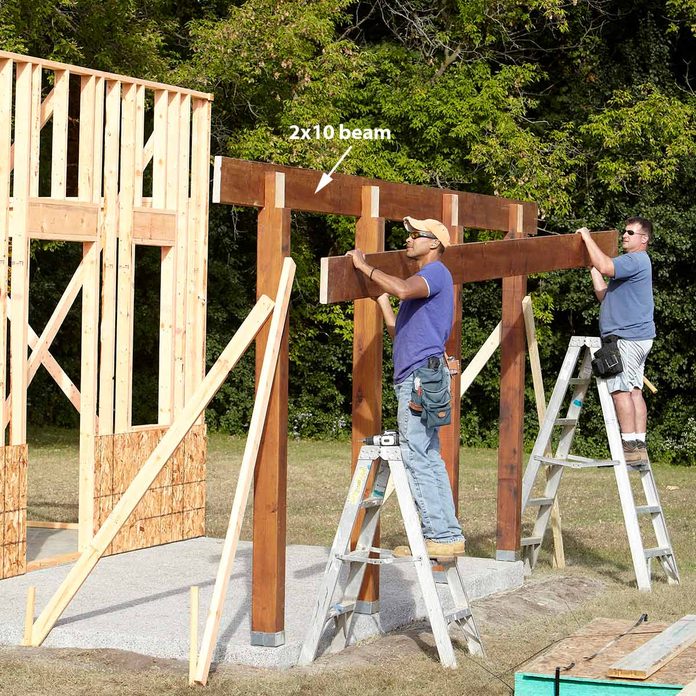 set the beams of the shed