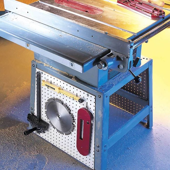 pegboard table saw onboard storage