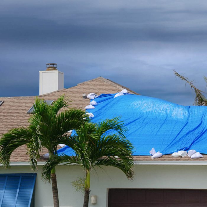 House roof protection during storm
