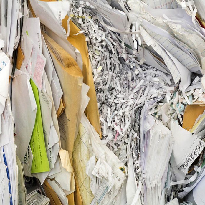 paper waste garbage recycle shredded