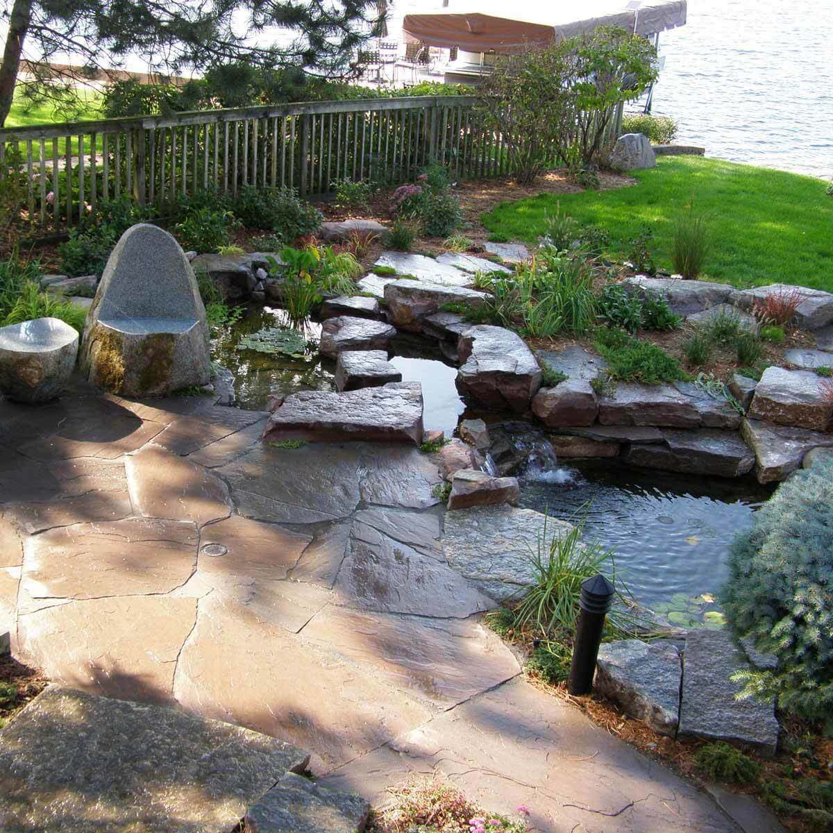 Stone Patio with Pond