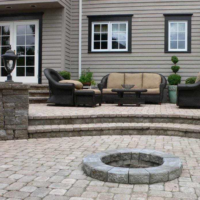 Multi-Level Patio with Brick Fire Pit
