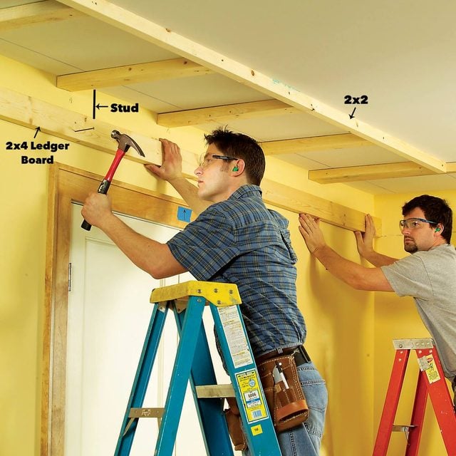add ledgers tray ceiling framing