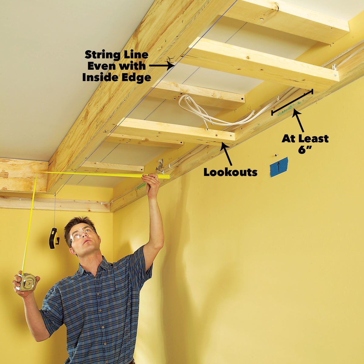 Add lookouts tray ceiling framing
