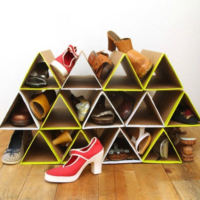 DIY cardboard shoe rack