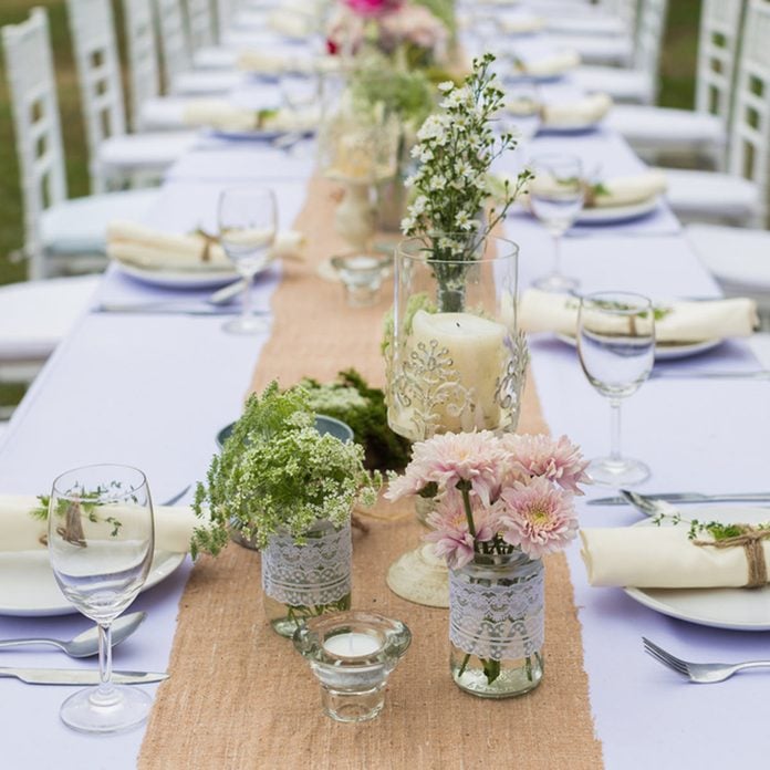 DIY outdoor wedding table center pieces outside wedding decorations