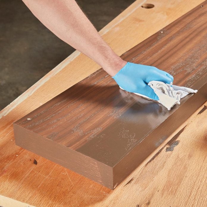 Floating Shelves sand and stain the shelf