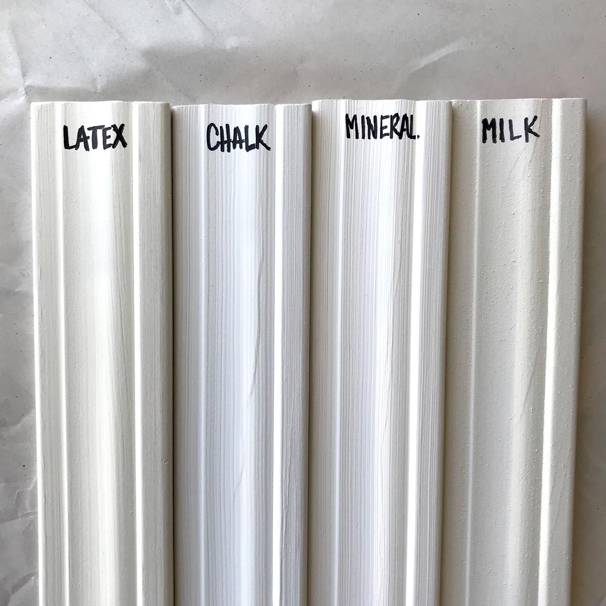 Compare Chalk Milk Mineral And Latex Paint