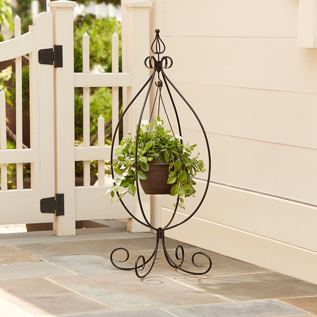 S Shaped Iron Hanging Plant Stand Holder for Landscaping Garden Decor Black 