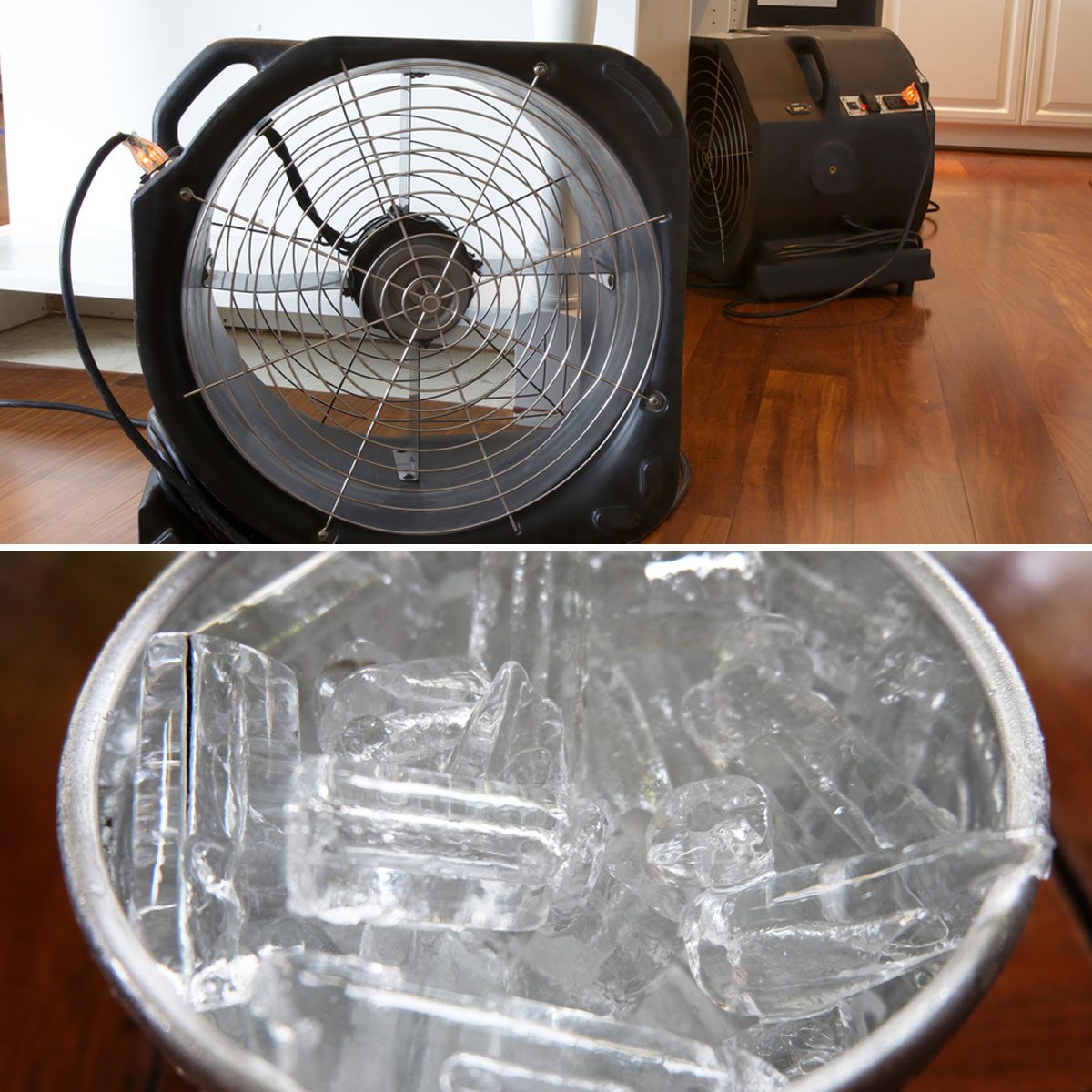 using ice and fan to cool room