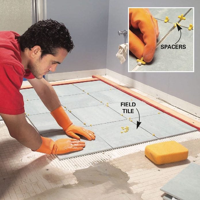 Ceramic Tile Floor In The Bathroom, How To Lay Down Bathroom Floor