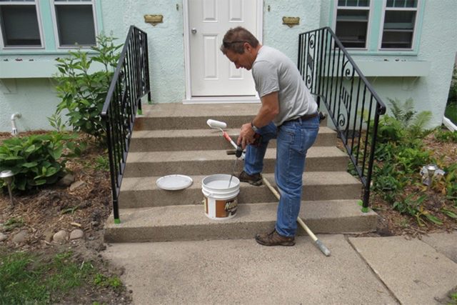 prepping concrete stairs