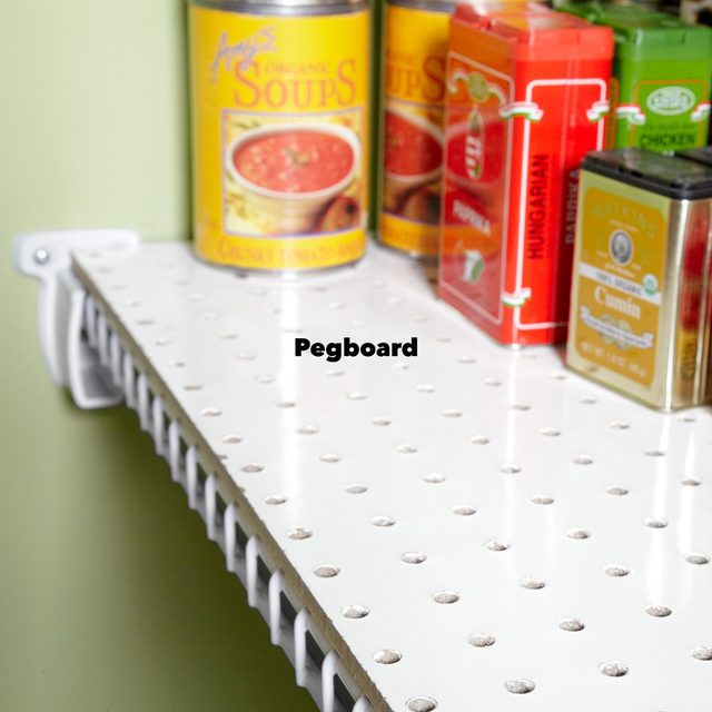 Pegboard wire shelves pantry