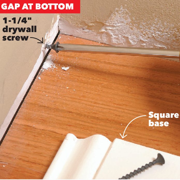 gap at bottom of baseboard add a screw