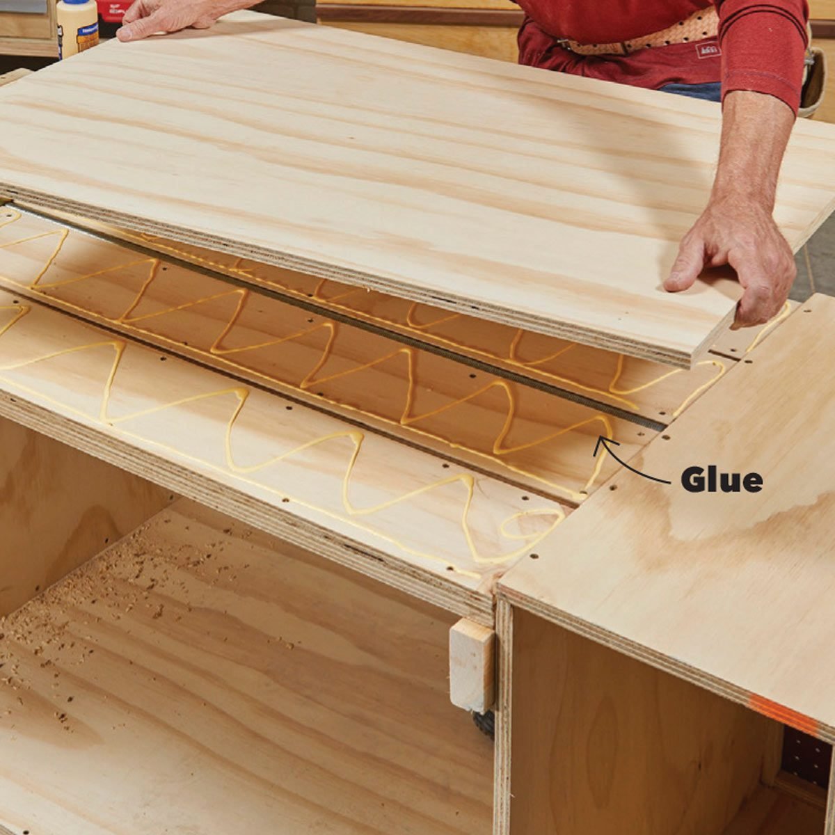 secure third layer of flip-top bench