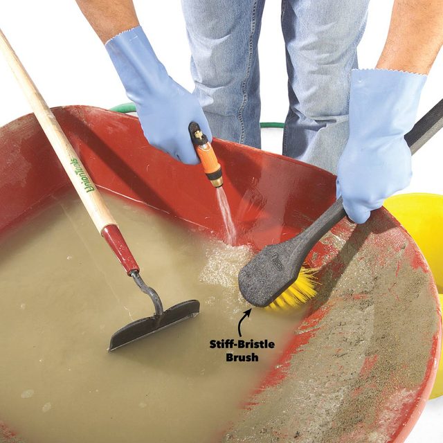 clean up concrete mixing tools