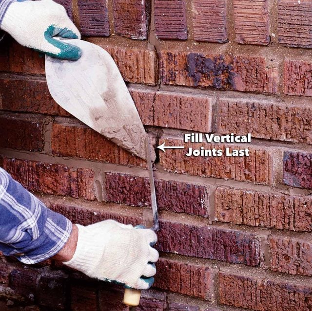 fill vertical mortar joints last