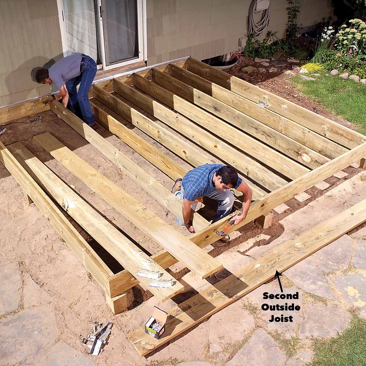install joists and joist hangers porch