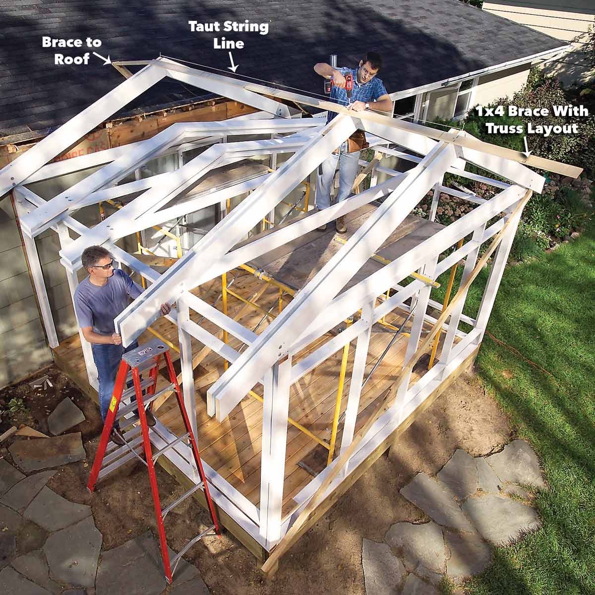 attach the trusses porch