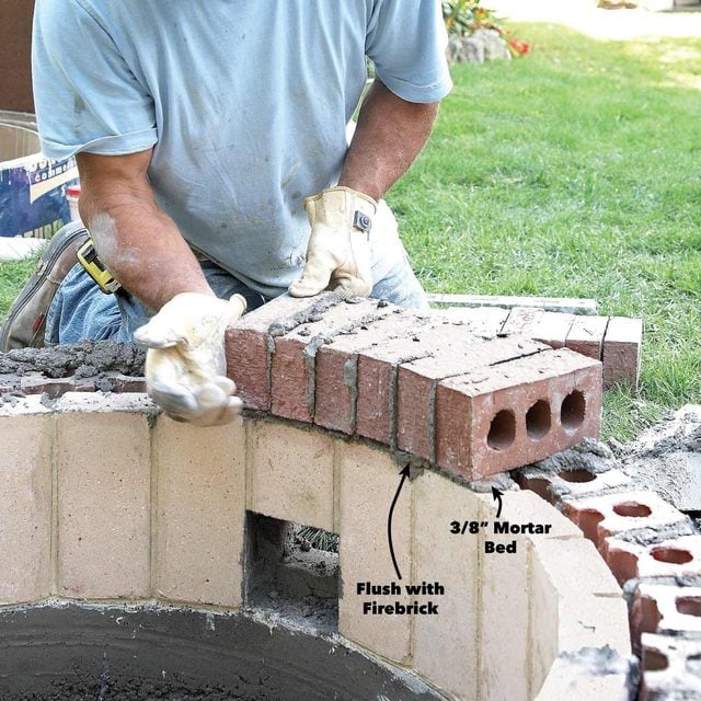 mortar the fire pit brick caps