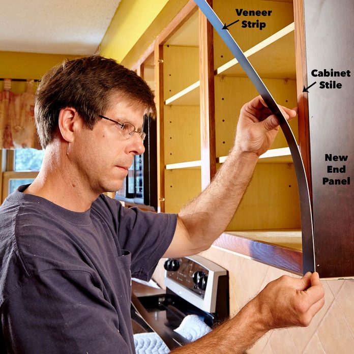 apply veneer to cabinet door refacing