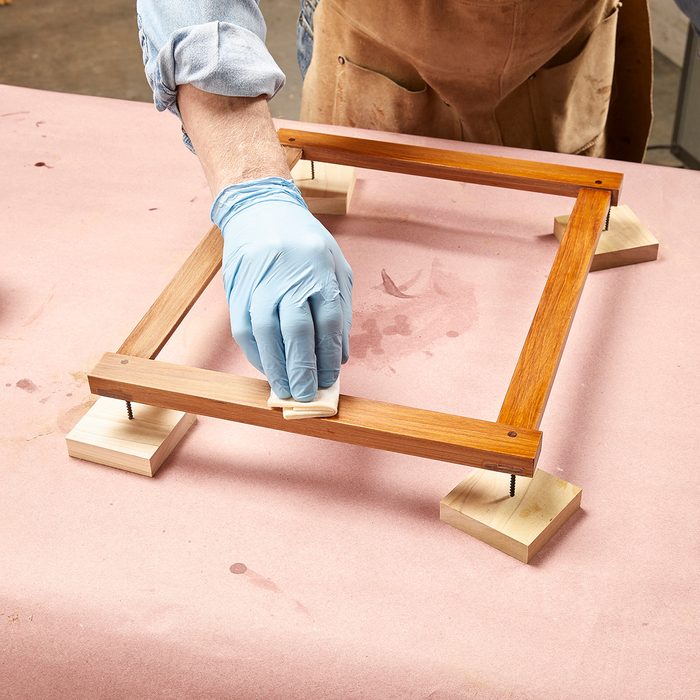 Applying wipe-on poly to small frame | Construction Pro Tips